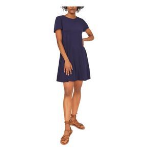 RILEY&RAE Womens Navy Stretch Crew Neck Above The Knee Shift Dress